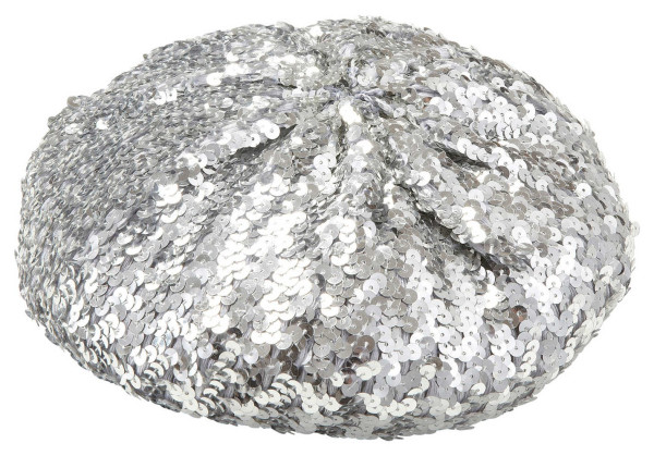 Silberne Pailletten Baskenmütze 2
