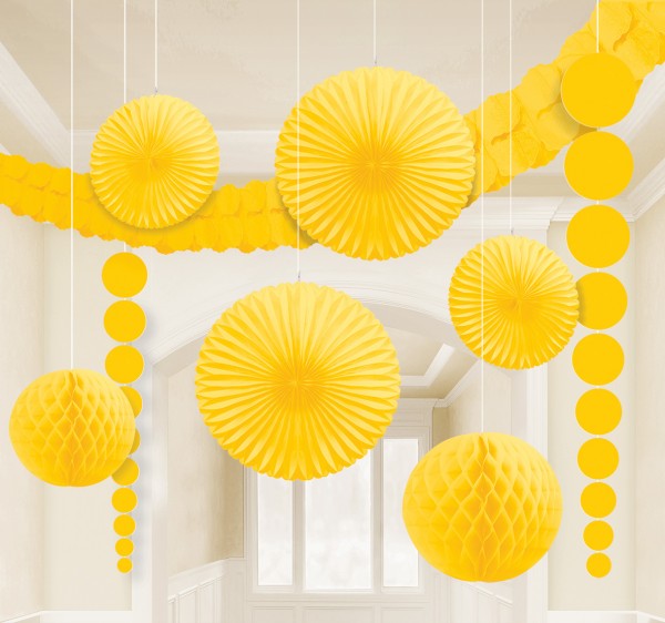 Żółty zestaw dekoracji na letnie przyjęcie 9 elementów