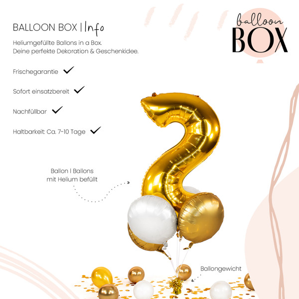 Ballongruß in der Box 5er Set Golden 2 3