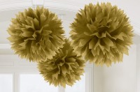 3 pompon Fluffy oro 40,6 cm