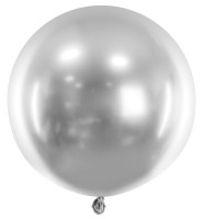 Vorschau: Ballon Rund Glossy Silver 60cm