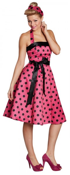 Pink dotted women's dress