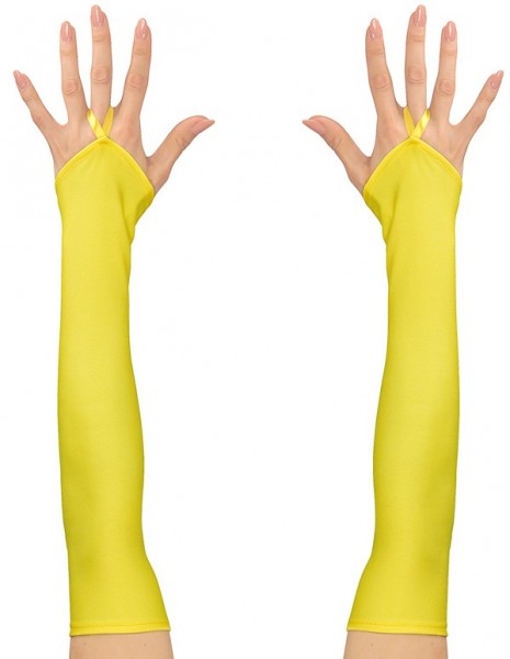 Neon Gelbe Satin Handschuhe 2