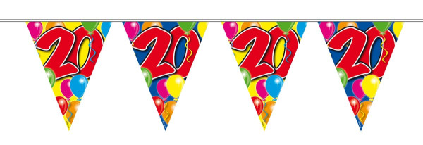 Ballonnen wimpel ketting 20ste verjaardag 10m