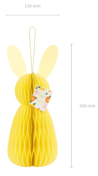 Figurine nid d'abeille lapin de Pâques jaune 30cm