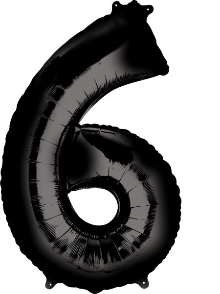 Zahlen Folienballon 6 schwarz 86cm