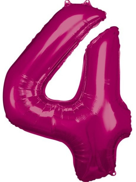 Ballon aluminium numéro 4 rose 86cm