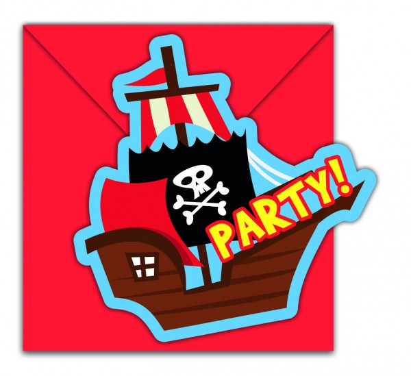 6 cartes d'invitation Captain Squint Pirate