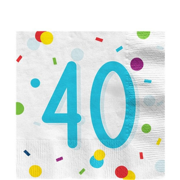 Serviettes confettis 40e anniversaire 33cm