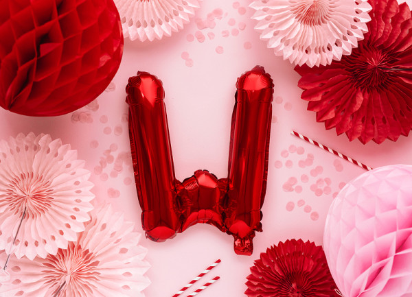 Czerwony balon z literą W 35 cm
