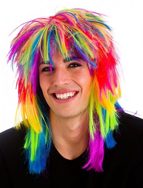 Rainbow party 80s wig
