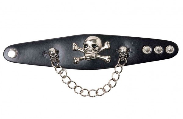 Bracelet pirate crâne noir 3