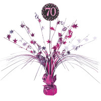 Lyserød 70-års fødselsdag bord springvand 46 cm