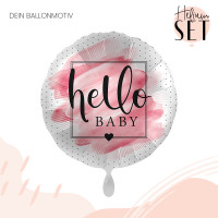 Vorschau: Welcome Baby Girl Ballonbouquet-Set mit Heliumbehälter