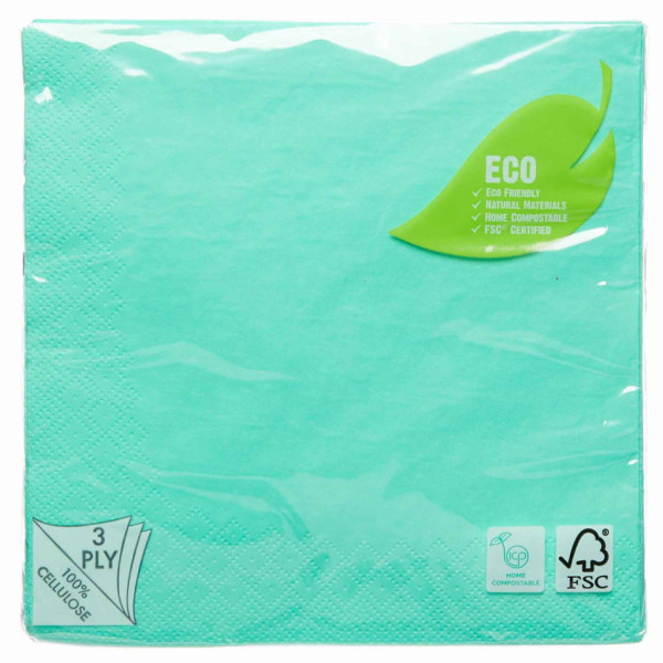 20 Duck Egg Eco napkins 33cm