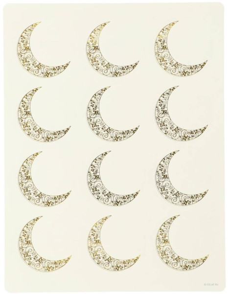 12 pegatinas con nombres, luz de luna festiva