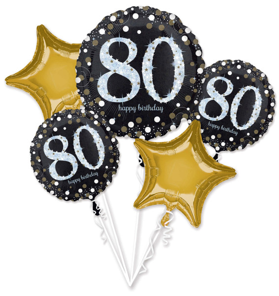 80th birthday foil balloon bouquet