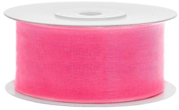 25m chiffon ribbon neon pink