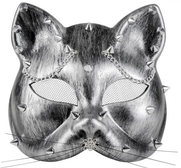 Futuristische Katzenmaske Silber