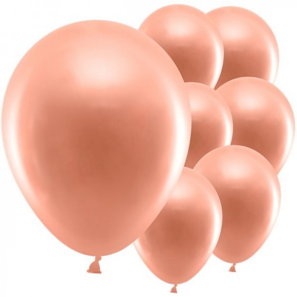 10 Roségoldene metallic Samba Ballons 23cm