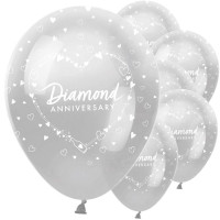 6 Diamond Anniversary Luftballons 30cm