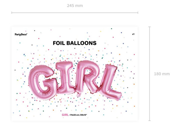 Balon foliowy dla dziewczynki 74 x 33 cm