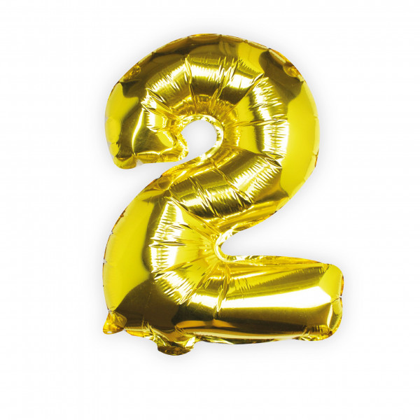 Golden number 2 foil balloon 40cm