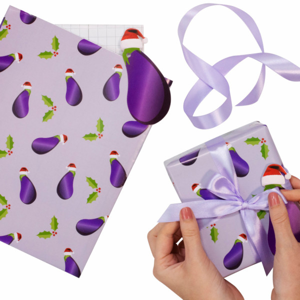 3 piece eggplant gift wrap set