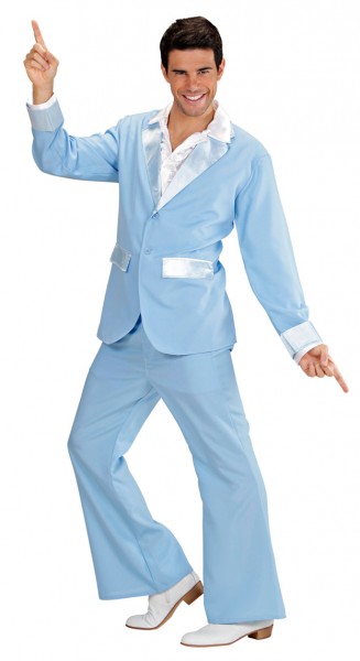 Costume de coureur des années 70 bleu clair 2