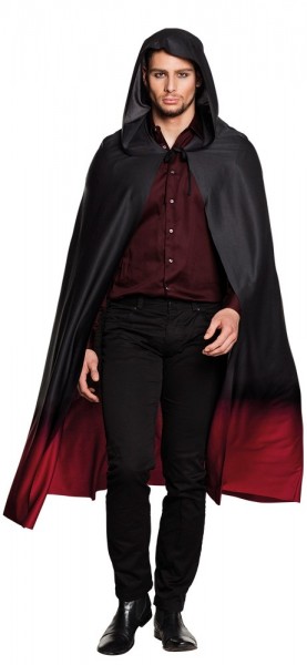 Obscuritas cape met kap zwart-rood