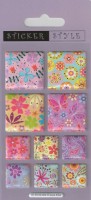 Fluffy flower square stickers