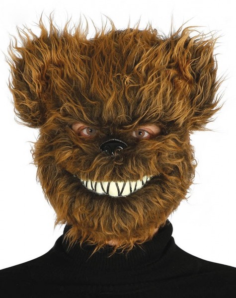 Nasty grinning bear mask in brown
