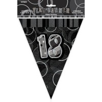 Aperçu: Chaîne de fanions de fête noire et blanche 274 cm