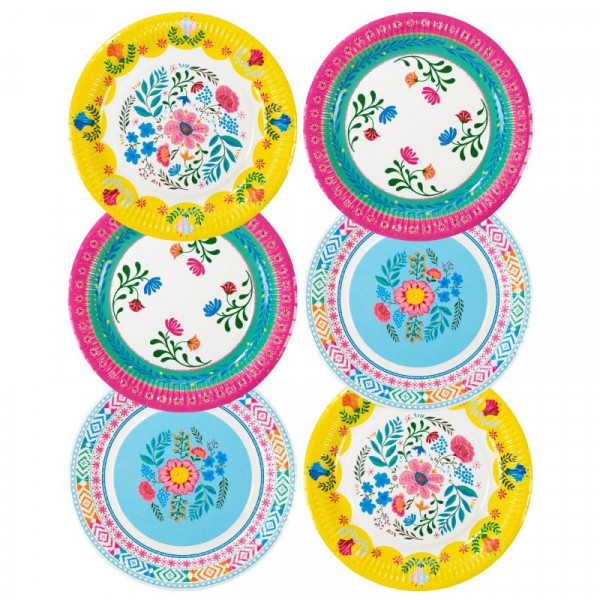 12 platos de papel Fiesta Mexicana 23cm