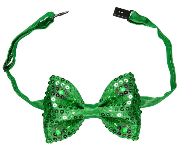 LED Sequin Bow Tie Green