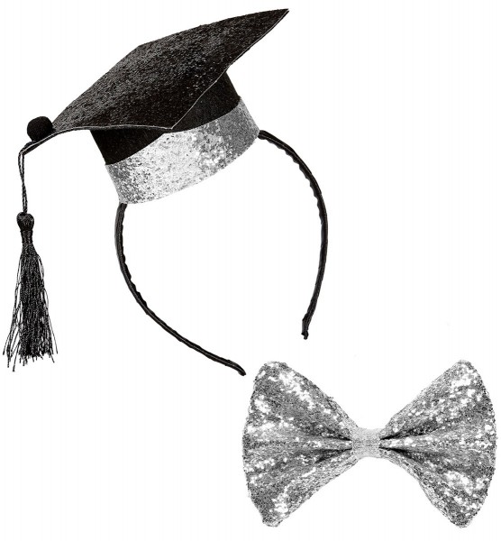 2-częściowy zestaw absolwentów z czapką i muszką 3