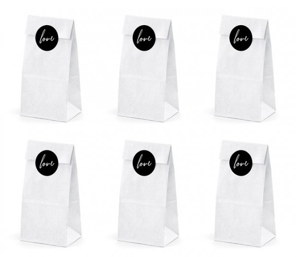 6 sacs cadeaux fantastiques en blanc