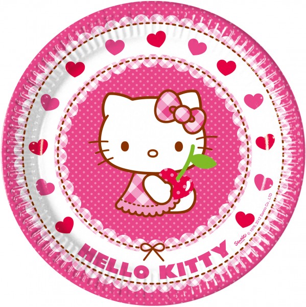 8 Hello Kitty Sweet Cherry Pappteller 23cm