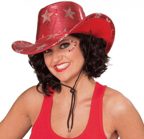 Sombrero de vaquero de mujer con lentejuelas y estrellas