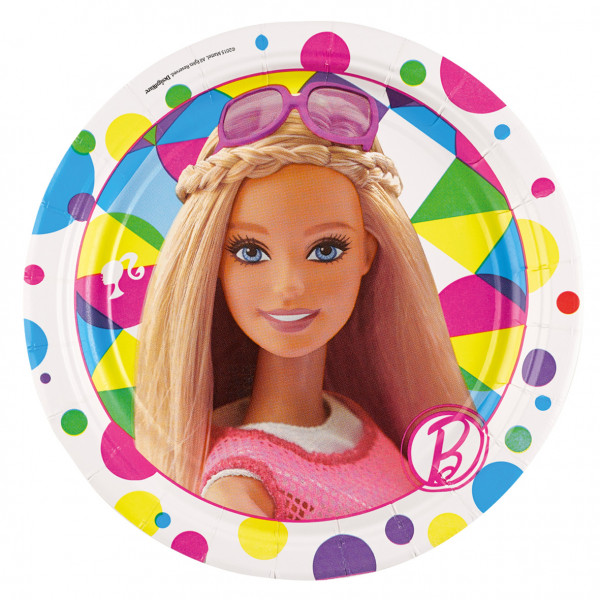 8 papieren borden Partytime Barbie Fashionista 17.7cm