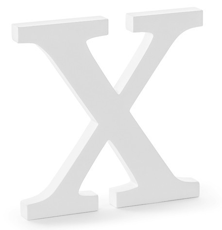 Lettera X in legno bianca 19,5 x 19 cm