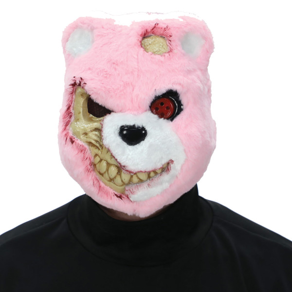Zombie teddy bear mask for men pink