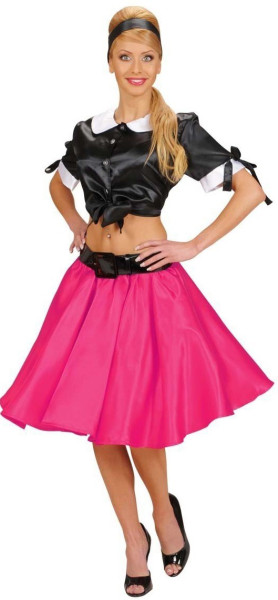 Pink satin women's skirt