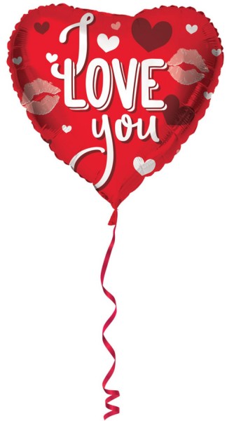 Balon w kształcie serca Love & Kisses 45cm