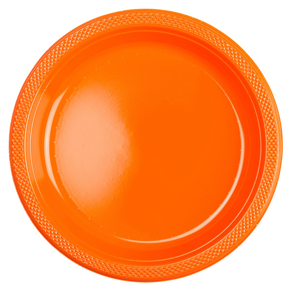 20 platos de plástico naranja 22,8cm