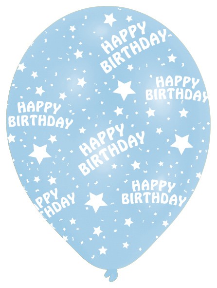 6 ballonger Happy Birthday Star färgglad 27,5 cm 3