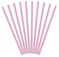 Aperçu: 10 pailles en papier zigzag rose 19,5cm