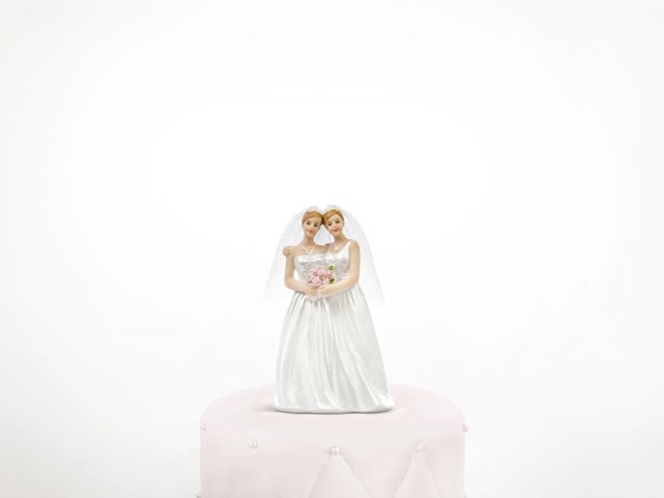 Décoration de gâteau 2 mariées avec bouquet 11cm 3
