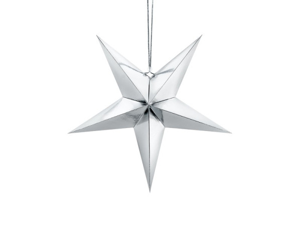 Étoile de décoration à faire soi-même en carton argent métallique 45cm
