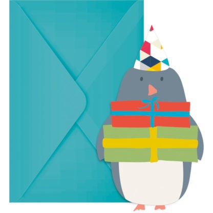 Carta di invito pinguino artico con busta